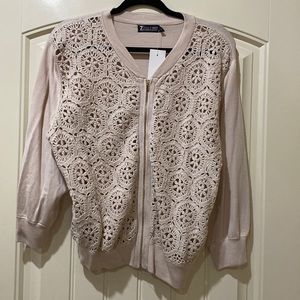 Size Large New York & Co crochet, beige cardigan new with tags